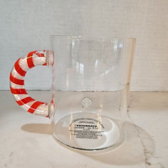 Starbucks 2020 Clear Glass Holiday Mug Christmas Candy Cane Handle - 12 Fl Oz - Picture 5 of 6
